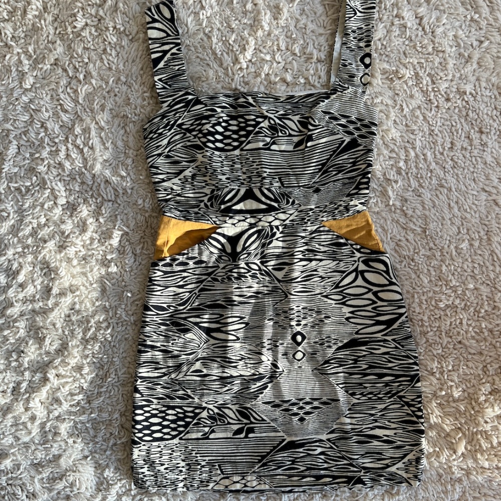 Mociun cotton hand block print square neck dress